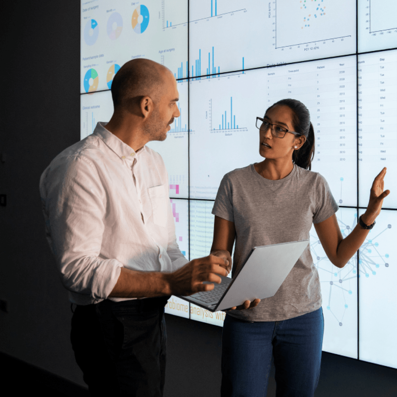 Students discussing data